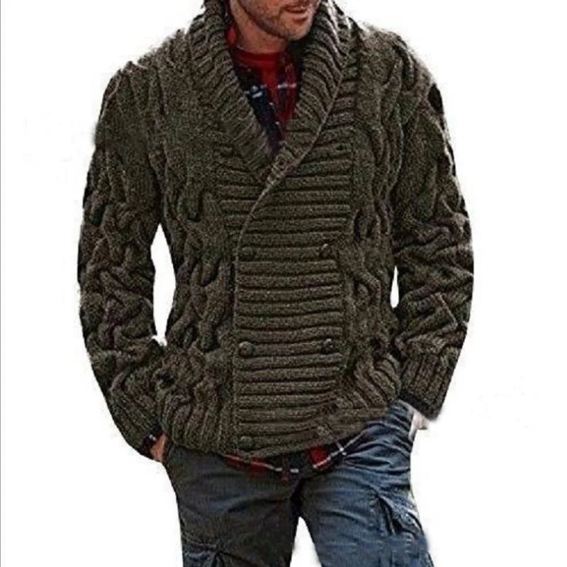 Crocheted Double-Breast Cardigan For Men