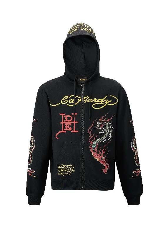 Mens Double-Venom Zip Thru Hoodie - Black