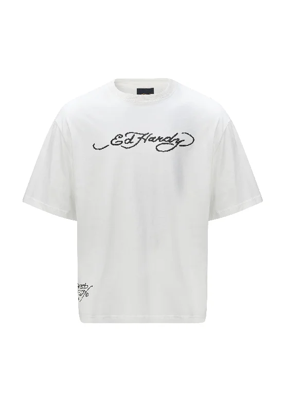 Mens Dragons-Back Tonal T-Shirt - White