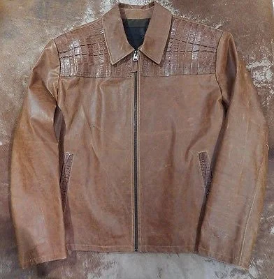 G-Gator Cognac Crocodile/Cowhide Flight Jacket