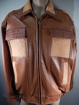 G Gator - Cognac Crocodile & Ostrich Skin Jacket