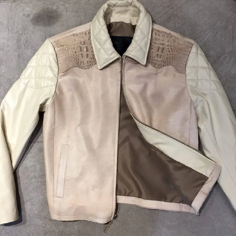 G-Gator Cream Pony Hair/Alligator Blouson Jacket