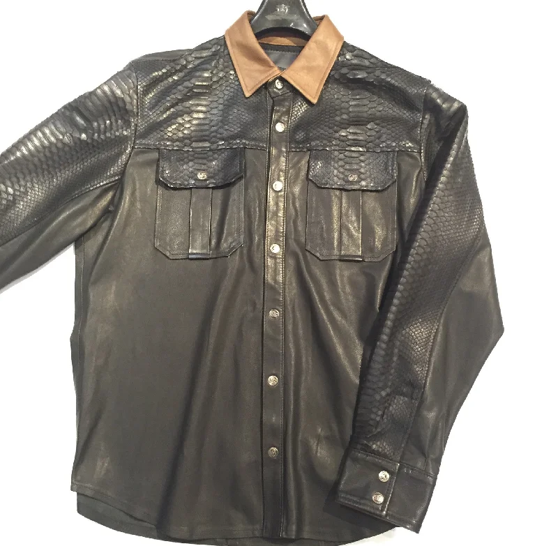 G-Gator Lambskin/Python Button-Up Shirt