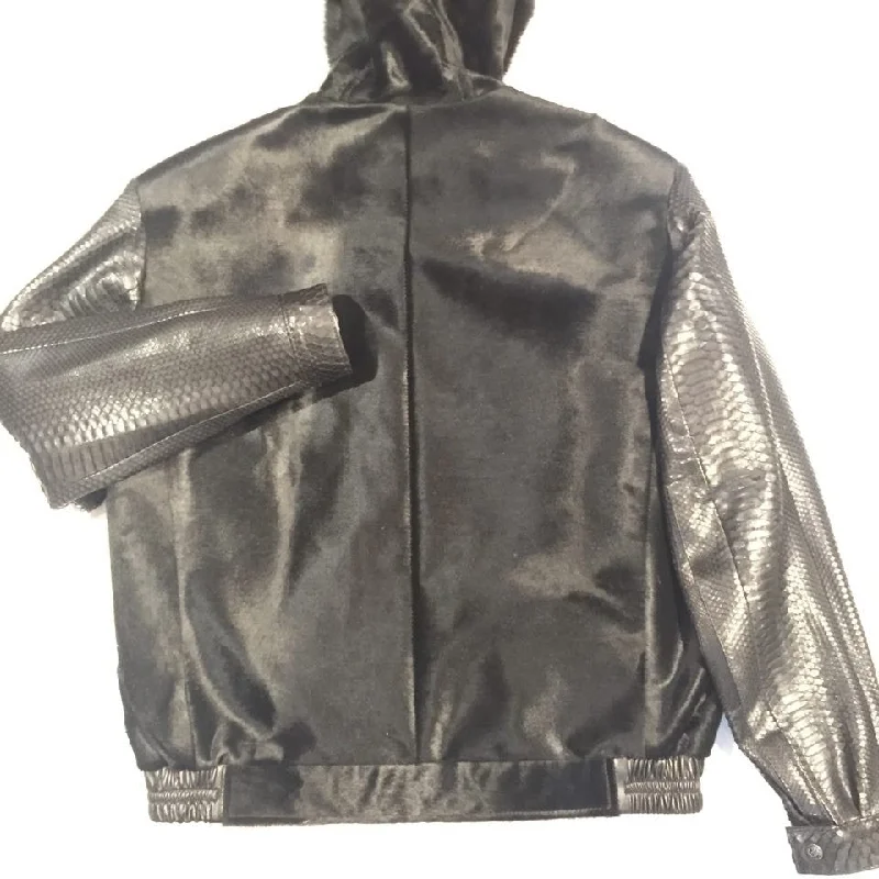 G-Gator Pony Hair/Python Bomber w/ Fox Trimmed Hood