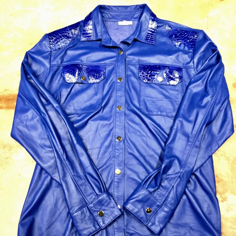 Kashani Royal Blue Alligator/Lambskin Button-Up Shirt