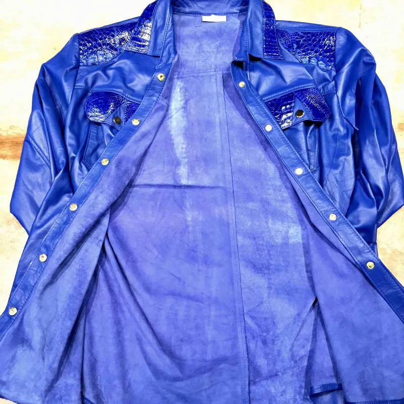 Kashani Royal Blue Alligator/Lambskin Button-Up Shirt