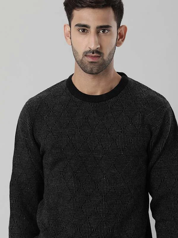 Men Jacquard Full Sleeve Crew Neck Sweater