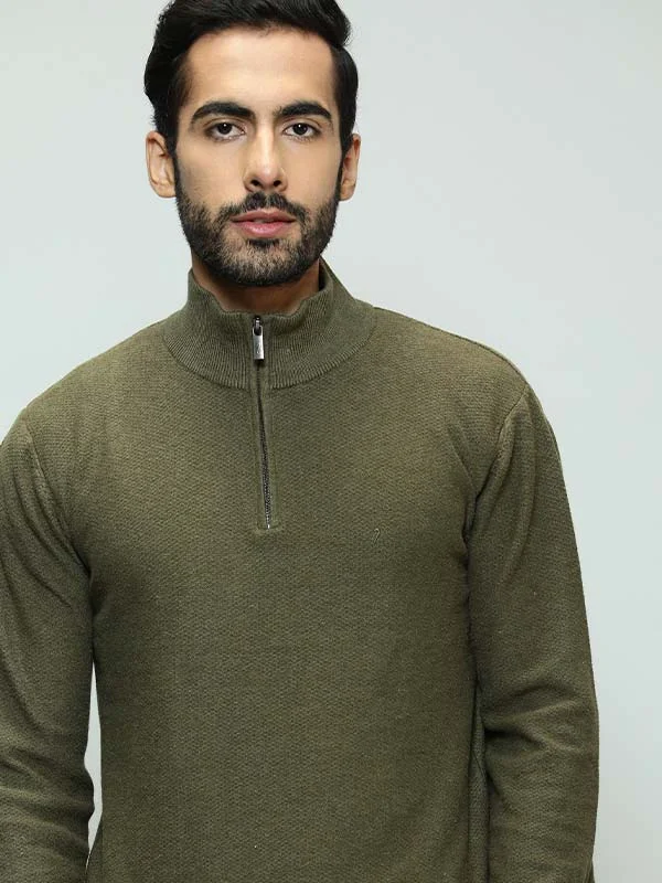 Men Solid Full Sleeve High Neck Sweater