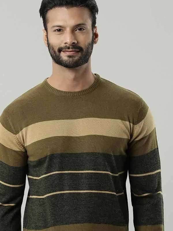 Men Striped Full Sleeve Crew Neck Sweater