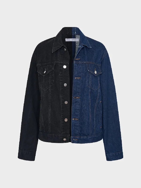 Men's Classic Denim Jacket Black Dark Blue