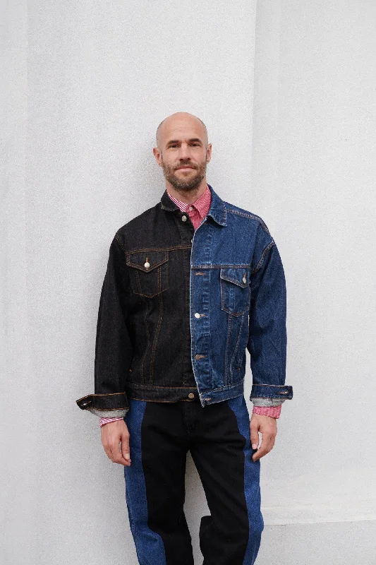 Men's Classic Denim Jacket Black Dark Blue