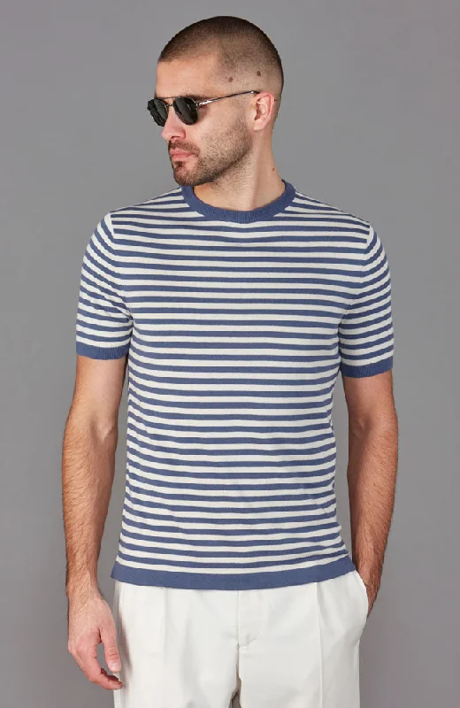 Mens Ultra Fine Cotton Knitted Breton T-Shirt