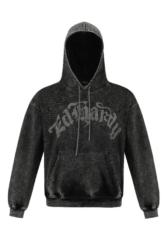 Mens Death Rider Denim Pouch Hoodie - Black