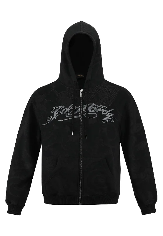 Mens Drag Shadow Zip Thru Hoodie - Black