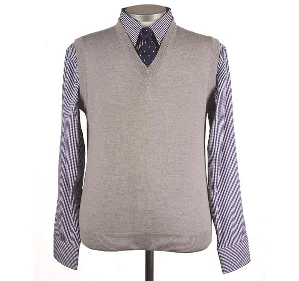 Mens Grey Merino Wool Slipover