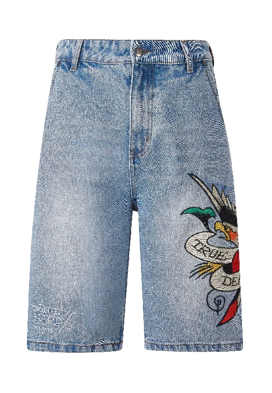 Mens True Till Death Denim Jorts Shorts - Bleach