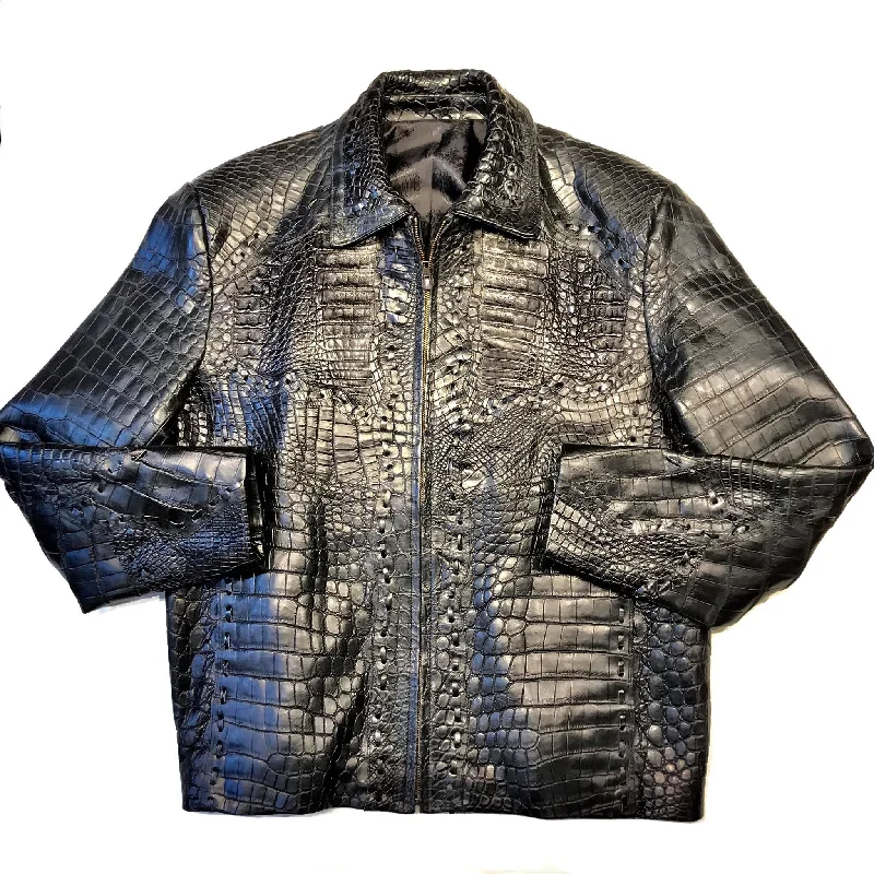 Kashani Black Full All Over Alligator Jacket