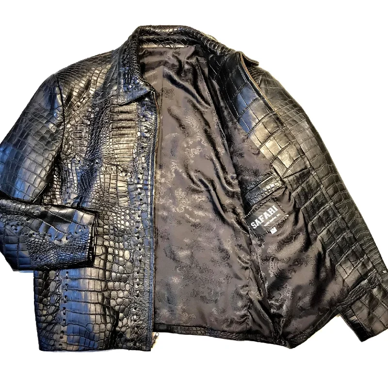 Kashani Black Full All Over Alligator Jacket