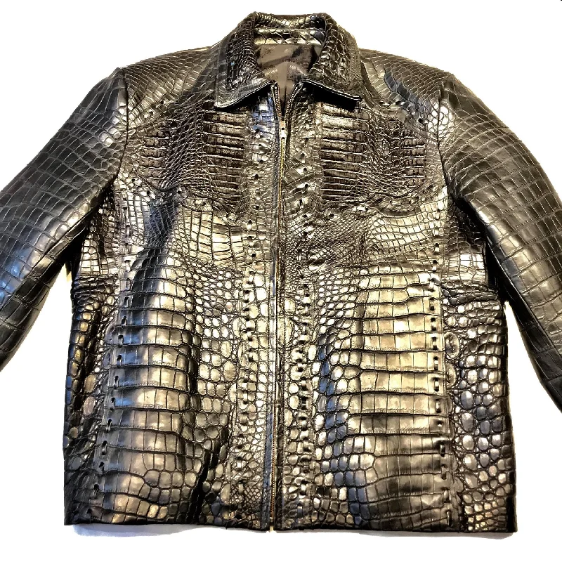 Kashani Black Full All Over Alligator Jacket