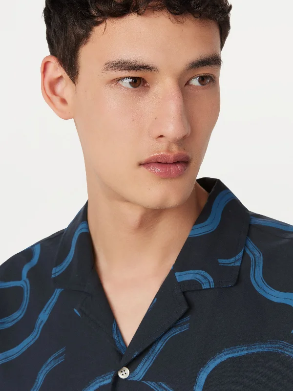 The Abstract Camp Collar Shirt in Deep Blue