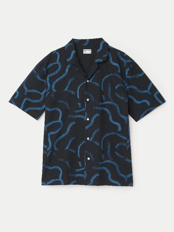 The Abstract Camp Collar Shirt in Deep Blue