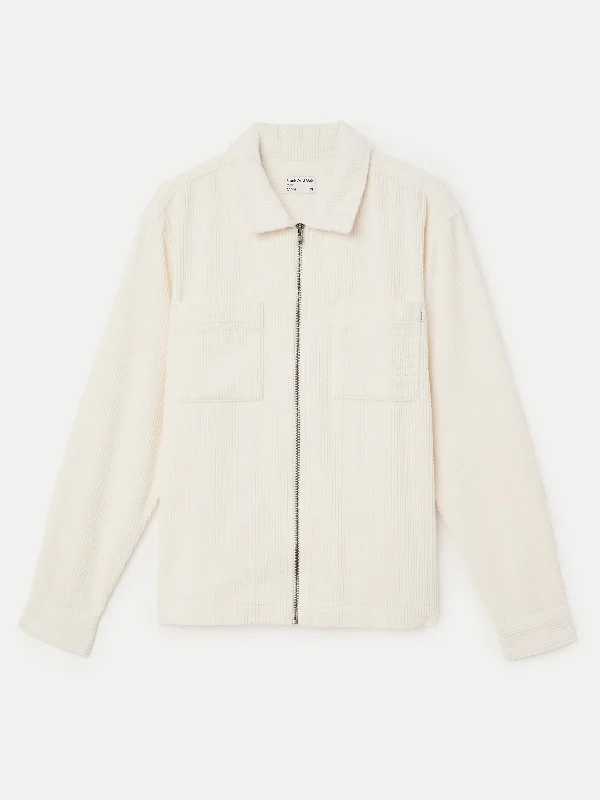 The Corduroy Zip Up Shirt in Off White