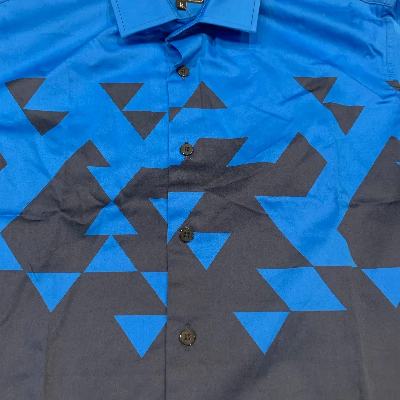 Barabas Blue Two tone Geometric Button Up Shirt