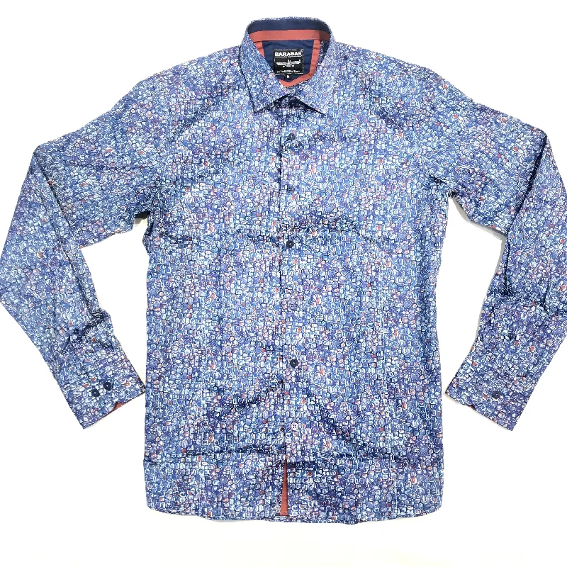 Barabas Blue Pebble Grain Button Up Shirt