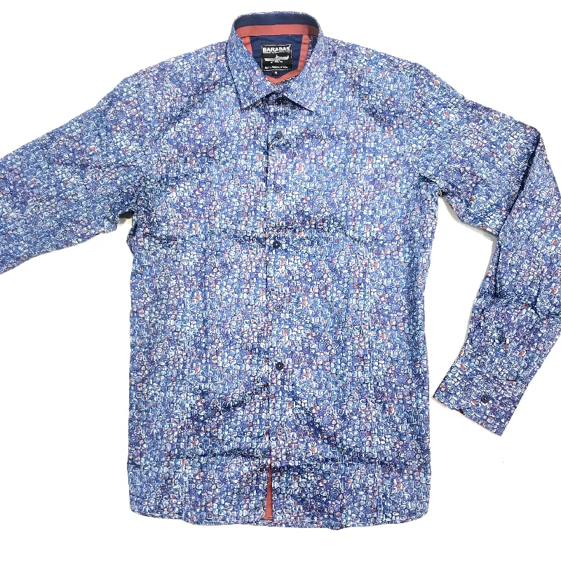 Barabas Blue Pebble Grain Button Up Shirt