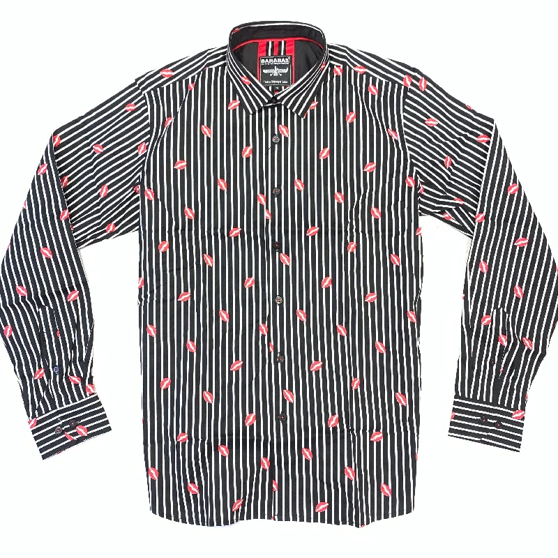 Barabas French Lips Black Button Up Shirt