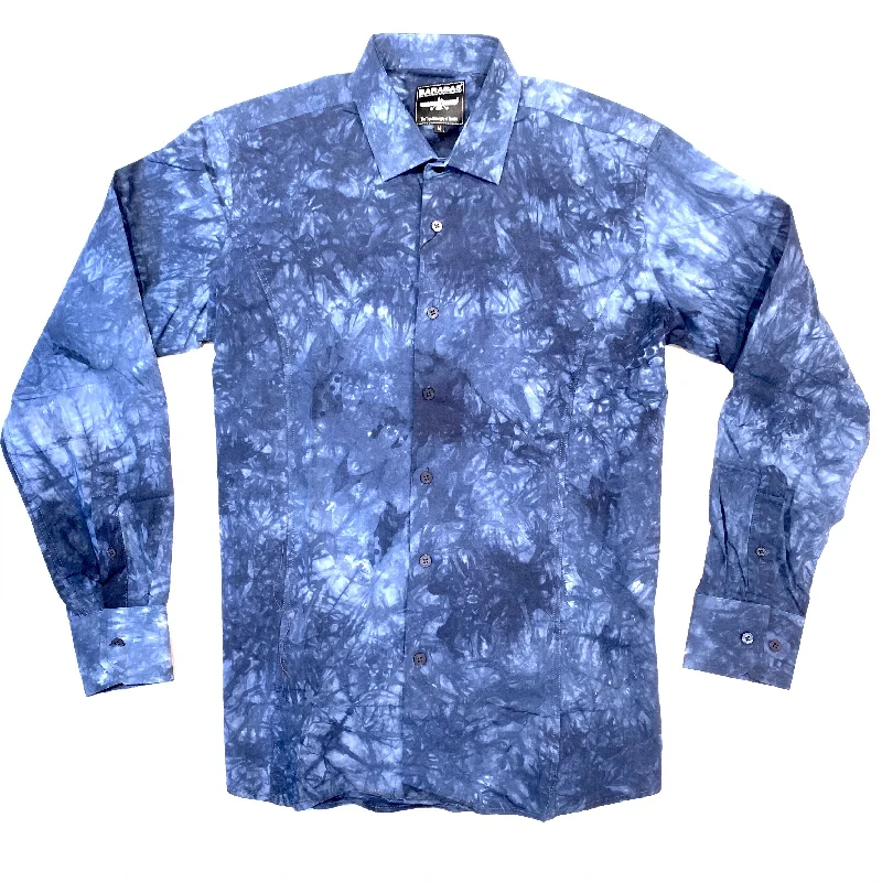 Barabas Navy Abstract Forest Button Up Shirt