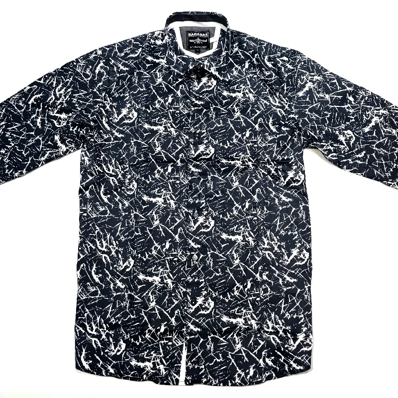 Barabas Navy Slash Button Up Shirt