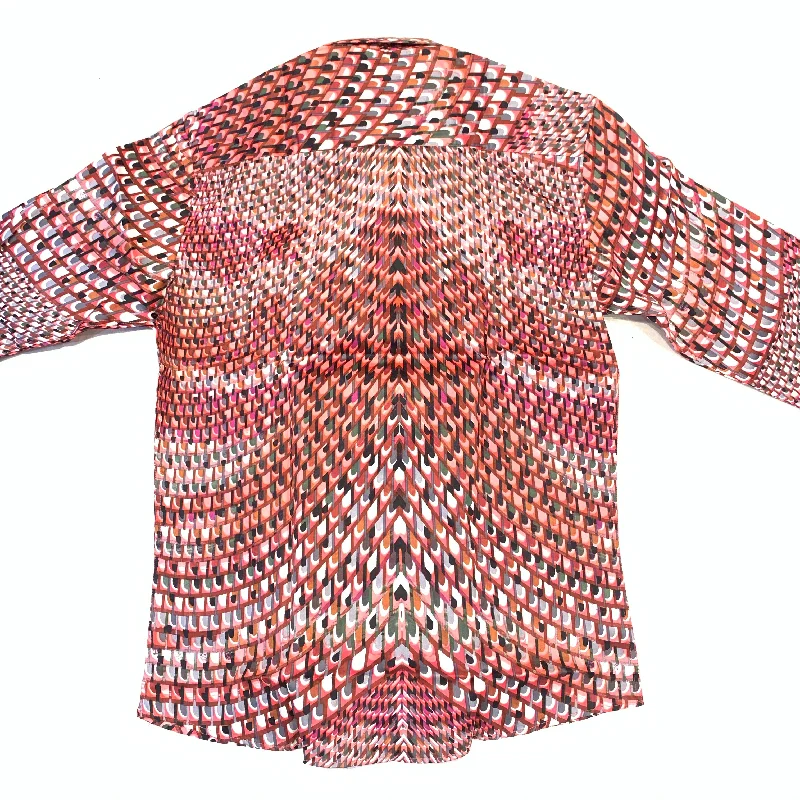 Barabas Red Geometric Grid Button Up Shirt