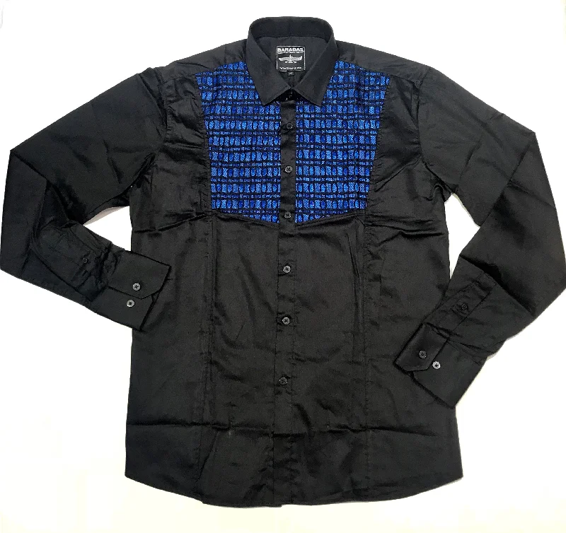 Barabas Blue Grid Tuxedo Button Up Shirt