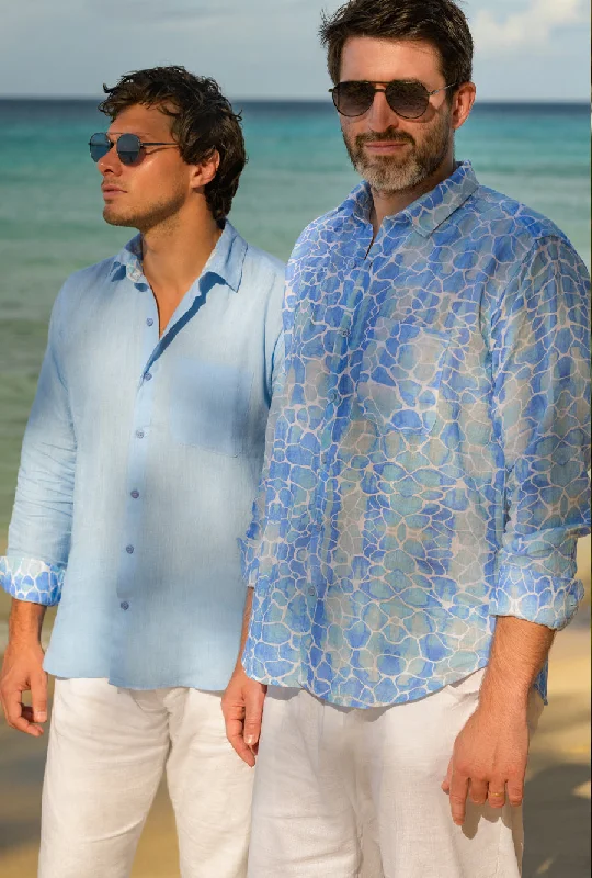 BLUE PEBBLES MEN'S LINEN SHIRT