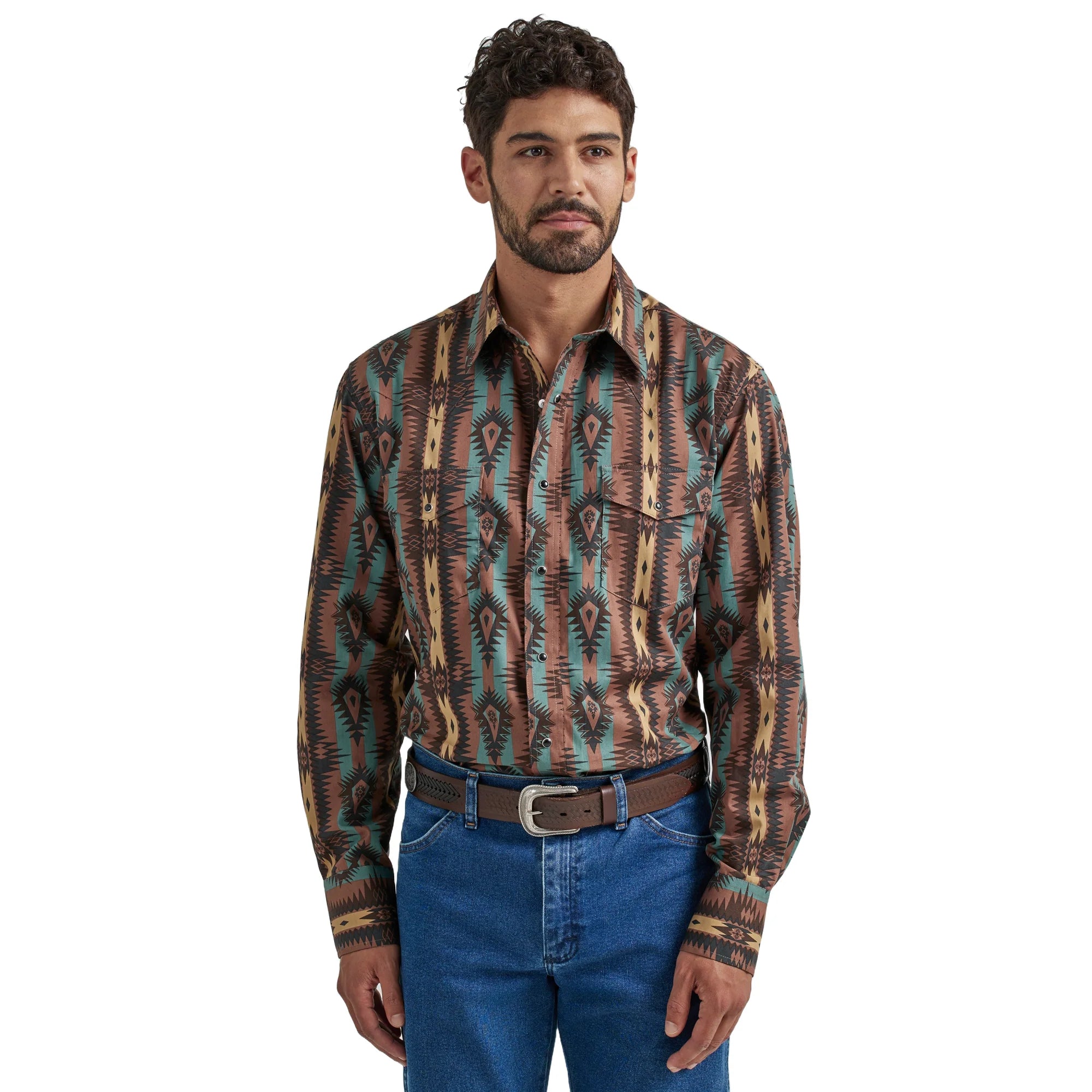 Checotha  Western Shirt by Wrangler ~ Brown Aztec