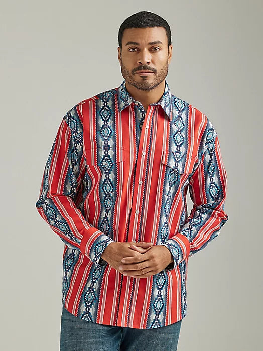 Checotha  Western Shirt by Wrangler ~ Red Aztec