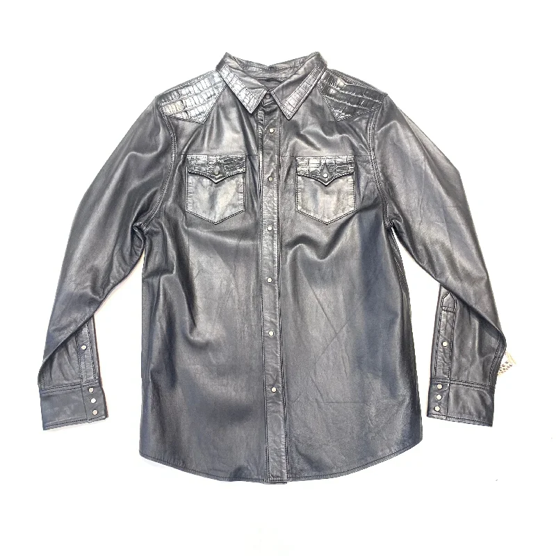 Kashani Black Alligator/Lambskin Button-Up Shirt