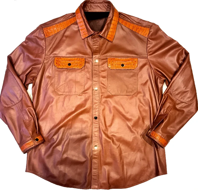 Kashani Cognac Alligator Leather Shirt