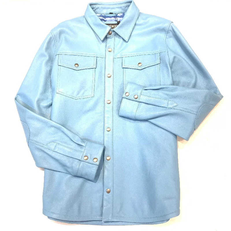 Kashani Men's Baby Blue Lambskin Button-Up Shirt