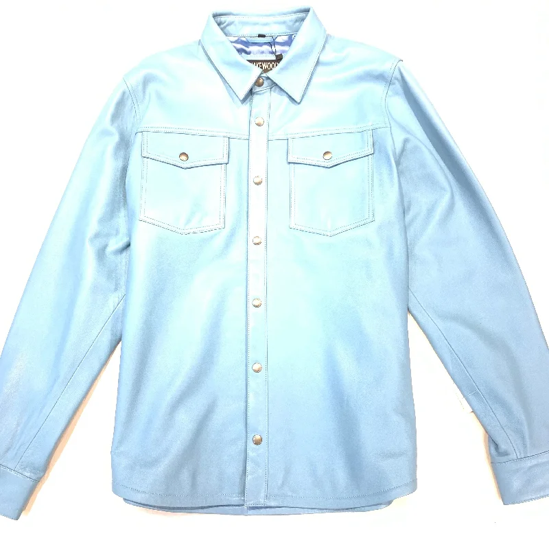 Kashani Men's Baby Blue Lambskin Button-Up Shirt