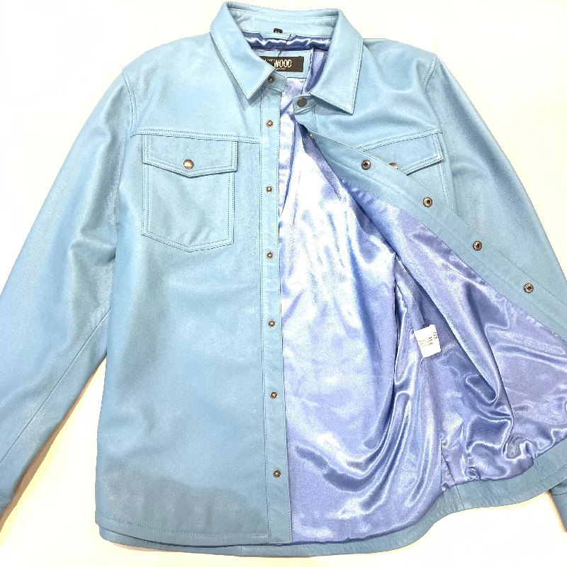 Kashani Men's Baby Blue Lambskin Button-Up Shirt