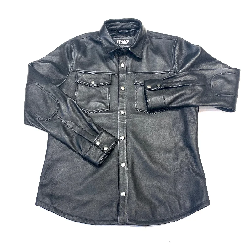 Kashani Men's Black Lambskin Button-Up Shirt