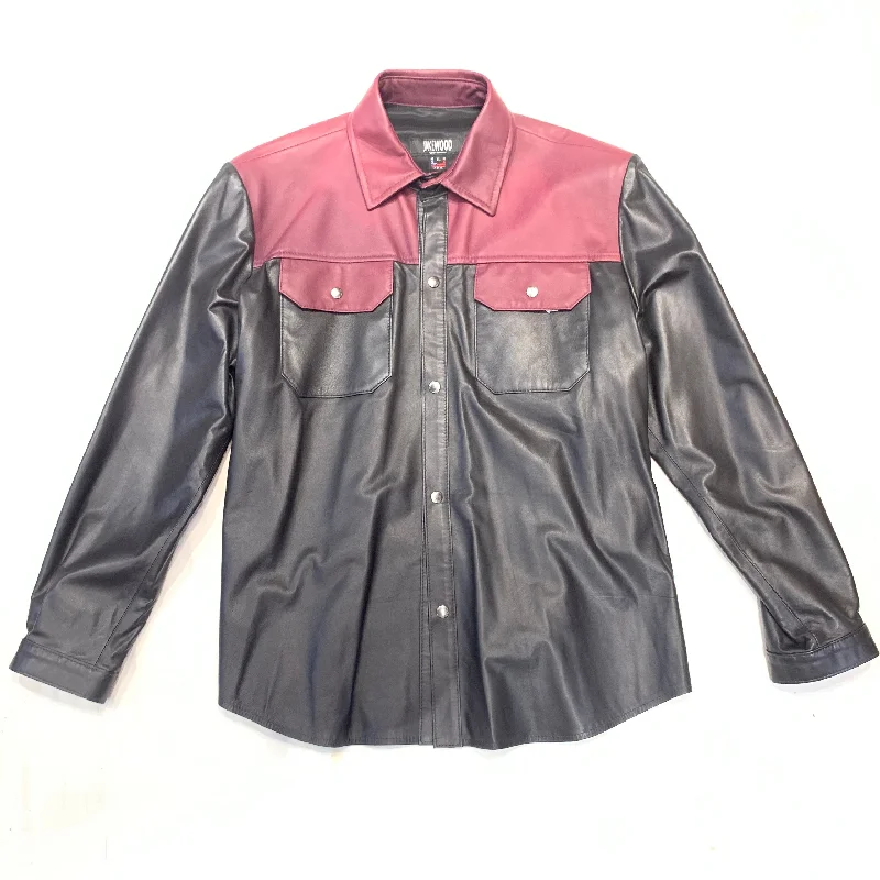 Kashani Men's Black/Wine LambSkin Shirt