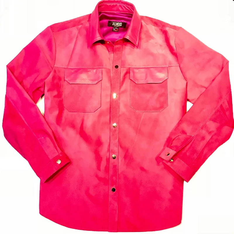 Kashani Pink Suede Button Up Shirt