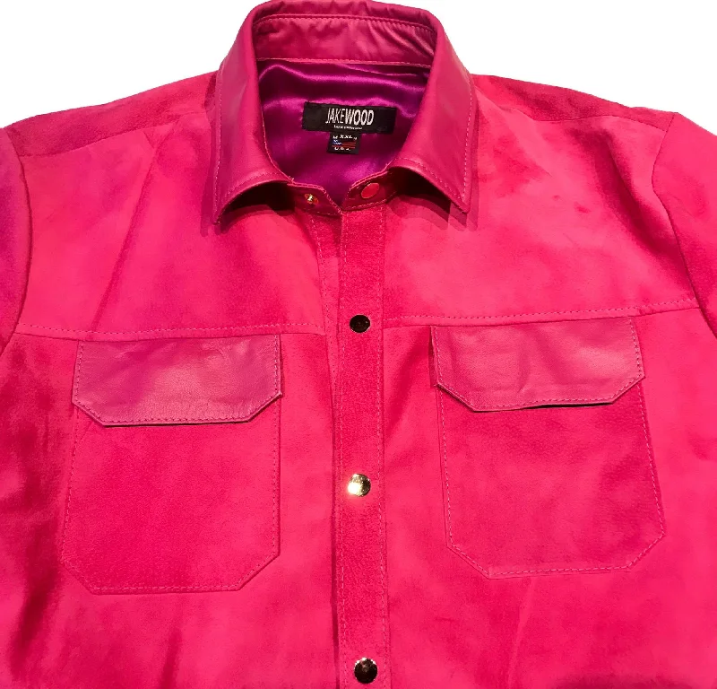 Kashani Pink Suede Button Up Shirt