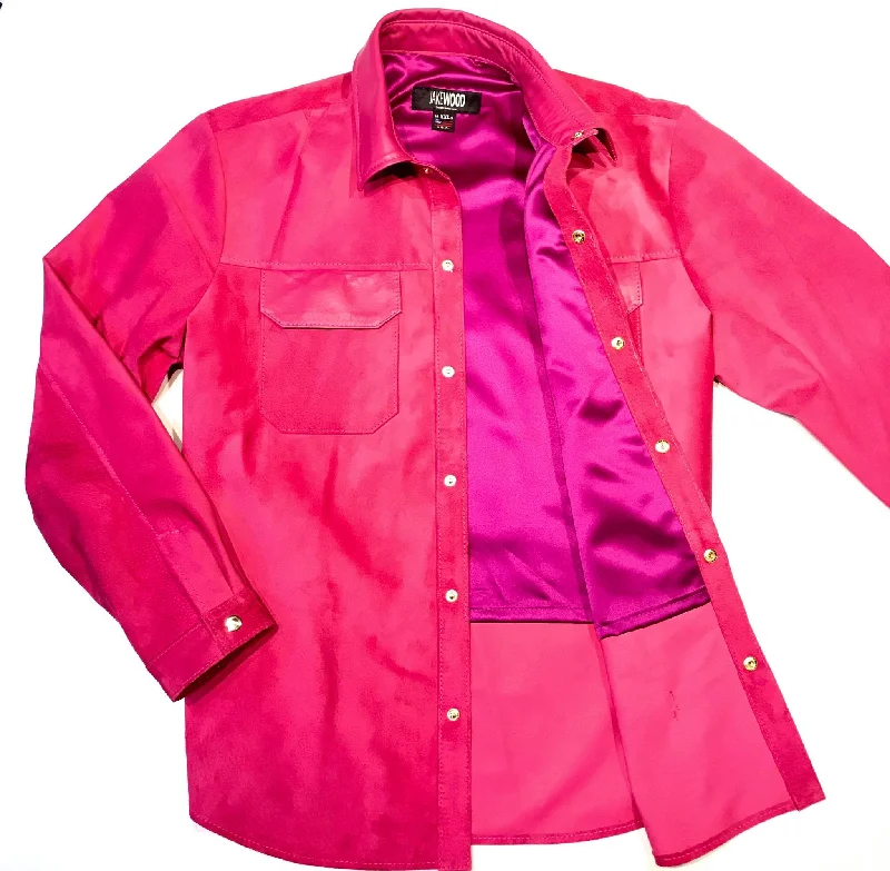 Kashani Pink Suede Button Up Shirt