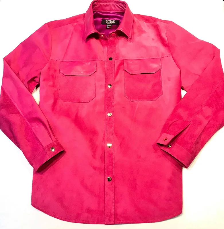 Kashani Pink Suede Button Up Shirt