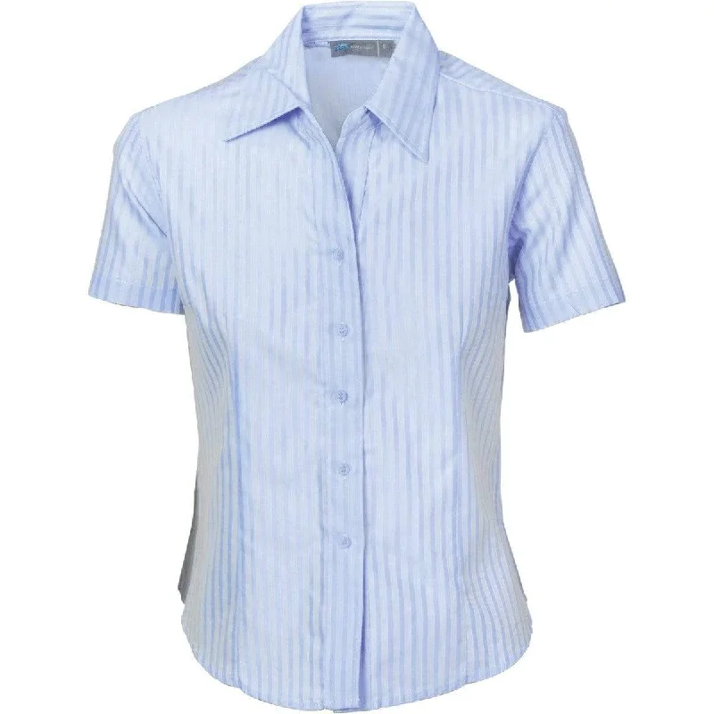 Dnc Workwear Ladies Tonal Stripe Short Sleeve Shirt - 4235