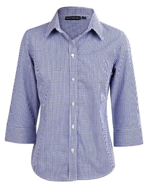 BENCHMARK Ladies’ Two Tone Gingham 3/4 Sleeve Shirt M8320Q